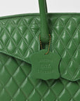 Never Mind Quilted Leather Tote Bag with Dual Handles