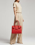 Never Mind Quilted Leather Tote Bag with Dual Handles