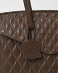 Never Mind Genuine Leather Quilted Tote Bag Women Structured Satchel Handbag Dual Top Handle Spacious Everyday Shoulder Purse