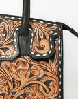 Hand Tooled Genuine Leather Tote Bag For Women Western Style