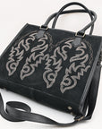 American Darling Tote Bag for Women, Boot Stitched Genuine Suede & Vegetable-Tanned Full Grain Leather Western Purse, YKK Zipper