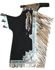 HILASON Western Horse Bull Riding Safety Leather Protective Vest & Rodeo Chaps Combo