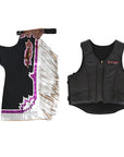 HILASON Western Horse Bull Riding Safety Leather Protective Vest & Rodeo Chaps Combo