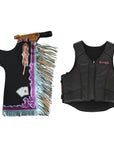 HILASON Western Horse Bull Riding Safety Leather Protective Vest & Rodeo Chaps Combo