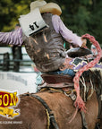 HILASON Western Horse Bull Riding Safety Leather Protective Vest & Rodeo Chaps Combo