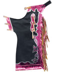 HILASON Western Horse Bull Riding Safety Leather Protective Vest & Rodeo Chaps Combo