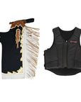 HILASON Western Horse Bull Riding Safety Leather Protective Vest & Rodeo Chaps Combo