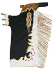 HILASON Western Horse Bull Riding Safety Leather Protective Vest & Rodeo Chaps Combo