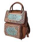 American Darling Backpack Hand Tooled Crocodile embossed Genuine Leather women bag western handbag purse