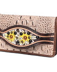 American Darling Clutch Hand Tooled Crocodile Embossed Genuine Leather Women Bag Western Handbag Purse