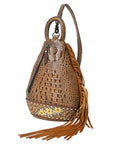 American Darling Sling Hand Tooled Crocodile Embossed Genuine Leather Women Bag Western Handbag Purse