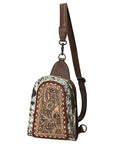 American Darling Sling Beautifully Hand Tooled Hair-On Genuine Leather women bag western handbag purse