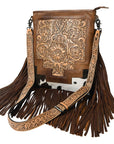 American Darling Messenger Hand Tooled Hair On Genuine Leather Women Bag Western Handbag Purse