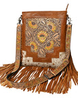 American Darling Messenger Hand Tooled Hair On Genuine Leather Women Bag Western Handbag Purse