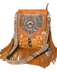 American Darling Messenger Hand Tooled Hair On Genuine Leather Women Bag Western Handbag Purse