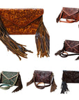 American Darling ADBG476ANTBR Envelope Hand Tooled Genuine Leather Women Bag Western Handbag Purse