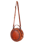 American Darling ADBG498A Canteen Hand Tooled Genuine Leather Women Bag Western Handbag Purse