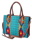 American Darling Tote Saddle Blanket Fabric Genuine Leather Western Women Bag Handbag Purse | for College Casual Travel Bags