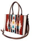 American Darling Tote Saddle Blanket Fabric Genuine Leather Western Women Bag Handbag Purse | for College Casual Travel Bags