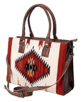 American Darling Tote Saddle Blanket Fabric Genuine Leather Western Women Bag Handbag Purse | for College Casual Travel Bags