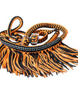 1" X 8Ft Hilason Braided Barrel Horse Racing Reins Knots Fringe Crystal