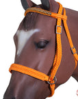 Hilason Flat Braided Paracord Horse Headstall Bridle Black W/ Crystals