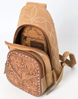 American Darling Sling Hand Tooled Genuine Leather Suede bag