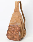 American Darling Sling Hand Tooled Genuine Leather Suede bag