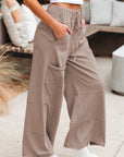 Mineral Wash Reverse Seam Drawstring Elastic Waist Pants