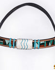 Hilason Horse Hand Painted American Leather Breast Collar Headstall Rawhide Braided Tan