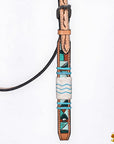 Hilason Horse Hand Painted American Leather Breast Collar Headstall Rawhide Braided Tan