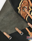 HILASON Pro Rodeo Bull Riding Chaps Genuine Leather Black