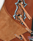 HILASON Pro Rodeo Bull Riding Chaps Genuine Leather Brown