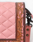 American Darling Genuine Leather Hand-Tooled Floral Quilted Organiser Bag Crossbody with YKK Zipper