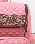 American Darling Genuine Leather Hand-Tooled Floral Quilted Backpack Bag Travel Purse with YKK Zipper