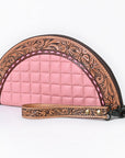 American Darling Western Leather Taco Bag with Quilted Build Hand-Tooled Accents Genuine Leather and Secure YKK Closure