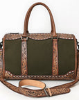 American Darling Duffel Hand Tooled Saddle Blanket Genuine Leather Women Bag Western Handbag Purse