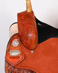 Hilason Western Horse Barrel Flex Tree Trail Saddle American Leather Saddle Tan Gorgeous Floral Hand Tooled & Carved