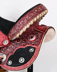 Hilason Flex Tree Western Horse Saddle American Leather Trail Barrel Antique Mahogany With Floral Hand Carved