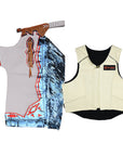 HILASON Western Horse Bull Riding Safety Leather Protective Vest & Rodeo Chaps Combo