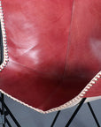 HILASON Genuine Leather Butterfly Chair Folding Lounge Modern Sling Accent Seat