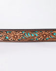 American Darling Floral Hand Carved Painted Belt Buckle Genuine Leather Covered Stylish Brown | Western