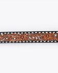 American Darling Floral Hand Carved Painted Belt Buckle Genuine Leather Covered Stylish Brown | Western
