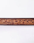 American Darling Floral Hand Carved Painted Belt Buckle Genuine Leather Covered Stylish Brown | Western