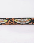 American Darling Floral Hand Carved Painted Belt Buckle Genuine Leather Covered Stylish Brown | Western