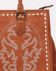 American Darling Tote Bag for Women, Boot Stitched Genuine Suede & Vegetable-Tanned Full Grain Leather Western Purse, YKK Zipper