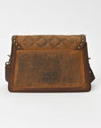 American Darling Vintage Quilted Leather Crossbody Bag for Women – Genuine Leather Studded Shoulder Bag with Adjustable Strap
