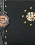 American Darling Large Cross body Bag Western Suede Leather Purse with Fringes Rivets Concho and YKK Zipper for Women