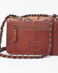 American Darling Cross Body Bag Hand Tooled Floral Carved Buck Stitched Genuine Suede Leather Western Purse
