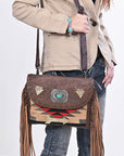 American Darling Women's Crossbody Bag Western Saddle Blanket Genuine Leather Handbag